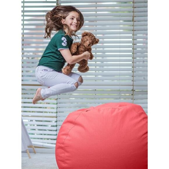 Stuffed Animal Storage Bean Bag Chair Cover for Kids | Stuffable Zipper - Picture 5 of 8